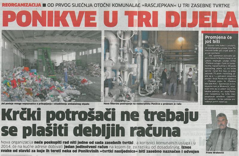 Ponikve u tri dijela