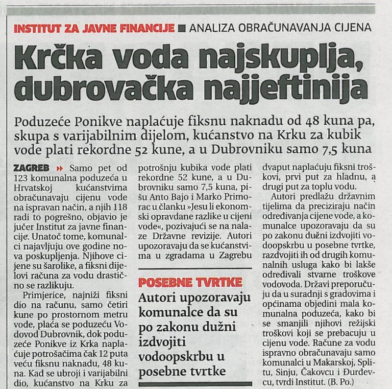 Krčka voda najskuplja, dubrovačka najjeftinija