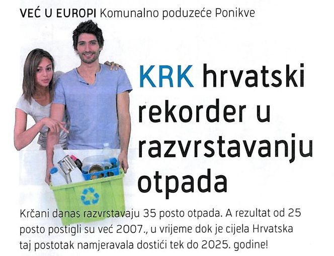 Krk hrvatski rekorder u razvrstavanju otpada - Zeleni magazin, ožujak 2012. (str.1)